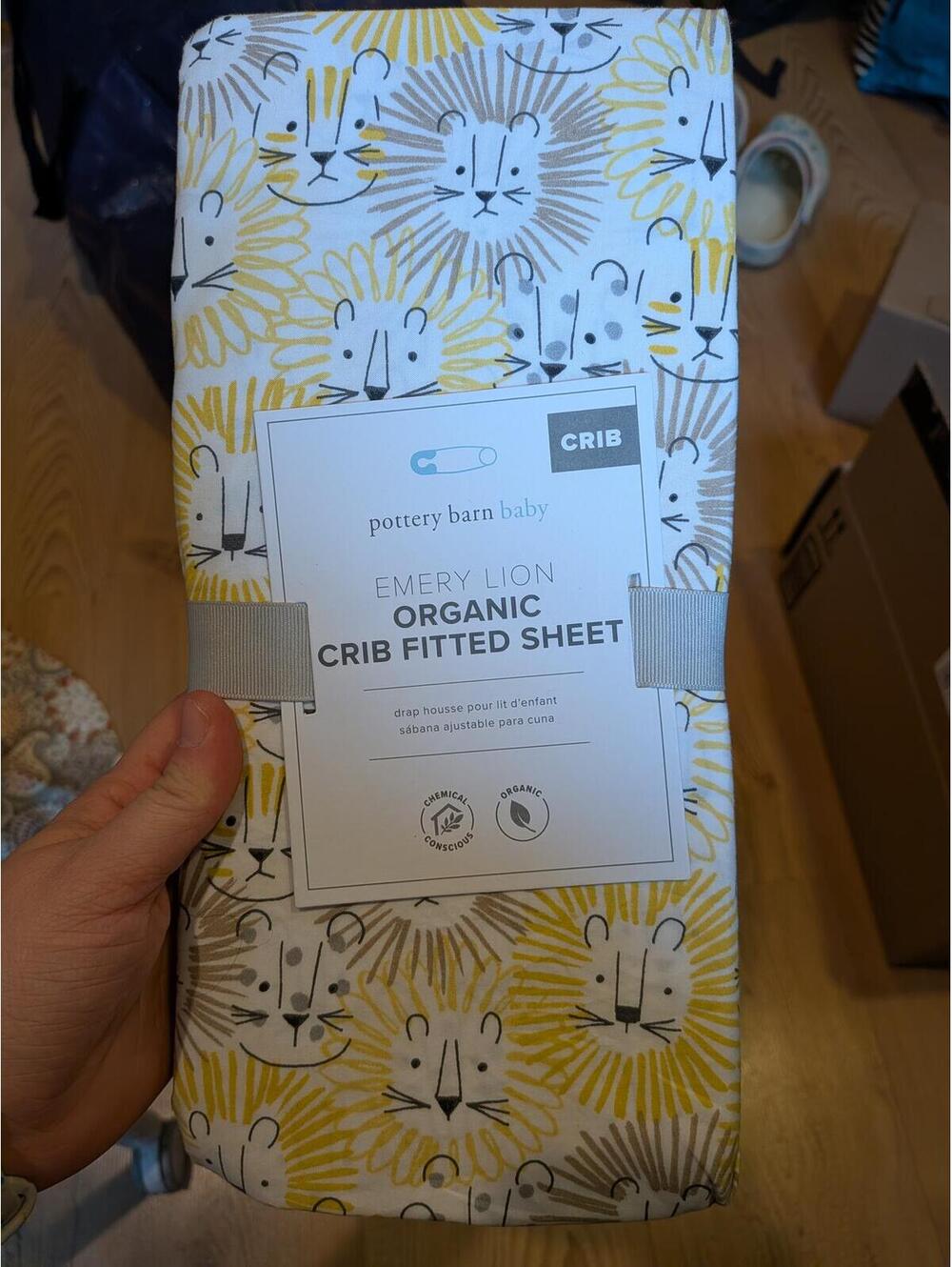Pottery Barn Baby Emery Lion Organic Crib Fitted Sheet 100% Organic Cotton